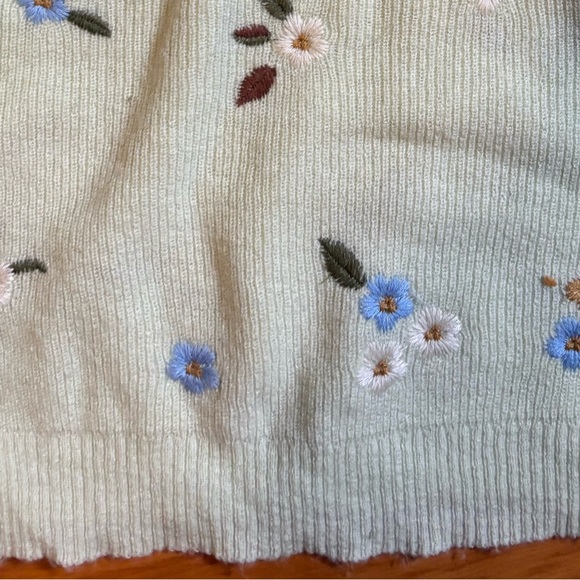 Zara Green Knit Embroidered Cropped Turtleneck Sweater - Picture 6 of 6